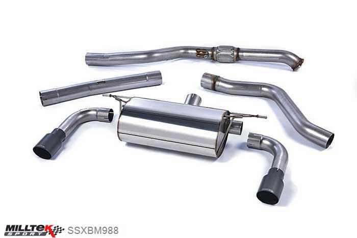 SSXBM988, BMW 2 Series F22 M235i Coupe 2014- Milltek, Cat-back system, Proposed E-Mark System. Cerakote Black Tips Twin 90mm GT90 Cerakote Black, 3 inch, 76,2mm