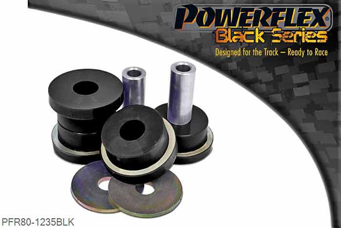 PFR80-1235BLK, Saab 9-3 (2002-) Rear Subframe Front Bush, Fits saloon and estate 2 wheel drive models only, not 4x4 or cabriolet. This part replaces OEM part number 12762370, 2 stuk(s) benodigd  per auto, 2 stuk(s) in verpakking, prijs per set van 2 stuk(s)