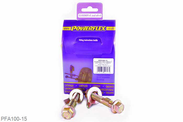 PFA100-15, Honda Integra Type R/S (DC5) (2001 - 2006), PowerAlign Camber Bolt Kit (15mm) Kit contains 2 camber bolts, tab washers and nuts. Camber adjusting bolt to replace the original 15mm bolt.  Why not add our Magnetic Camber Gauge to your tool kit so that you can make pit garage adjustments to your suspension using PowerAlignCamber Bolts....ClickHEREfor more information. 15mm, 1 stuk(s) benodigd  per auto, 1 stuk(s) in verpakking, prijs per set van 1 stuk(s)