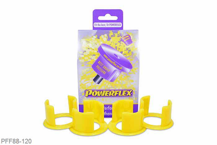 PFF88-120, Volvo S60 (2001-2009), V70-Mk2, S80-Mk1 (2000-2007), Front Sub frame Mount Insert This part fits into and fills the voids in the original bush, OE numbers 3507923, 3507924 and 8678497.  Part does not fit C70 convertible which has solid metal mounting bushes., 4 stuk(s) benodigd  per auto, 4 stuk(s) in verpakking, prijs per set van 4 stuk(s)