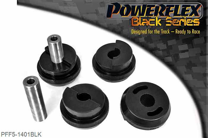 PFF5-1401BLK, BMW E70 X5 (2006-2013) Front Radius Arm To Chassis Bush, 5-1401BLK addresses commonly reported failures of this front bush. Made in two halves, this bush is very easy to fit and features 7 tapered voidings to allow the radius arm to follow its natural arc.   This bush replaces OE part number 31106778015., 2 stuk(s) benodigd  per auto, 2 stuk(s) in verpakking, prijs per set van 2 stuk(s)