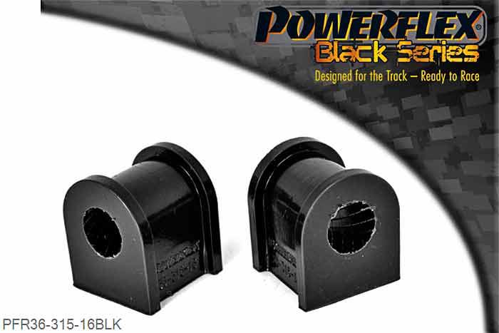 PFR36-315-16BLK, Mazda RX-7 Generation 3 and 4 (1992-2002) Rear Anti Roll Bar Bush 16mm,  16mm, 2 stuk(s) benodigd  per auto, 2 stuk(s) in verpakking, prijs per set van 2 stuk(s)