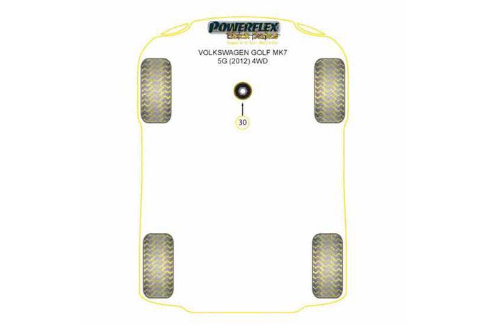 PFF85-833BLK, VW GOLF MK7 5G 4WD Front Lower Engine Mount Hybrid Bush (Large), PFF85-833 replaces the lower half of the original bush OEM part number 5Q0198 037 B and includes an insert to fit into and fill the voids in the upper bush. This unique bush has been designed to be fitted without subframe removal from the vehicle and avoids associated wheel alignment costs., 1 stuk(s) benodigd  per auto, 1 stuk(s) in verpakking, prijs per set van 1 stuk(s)