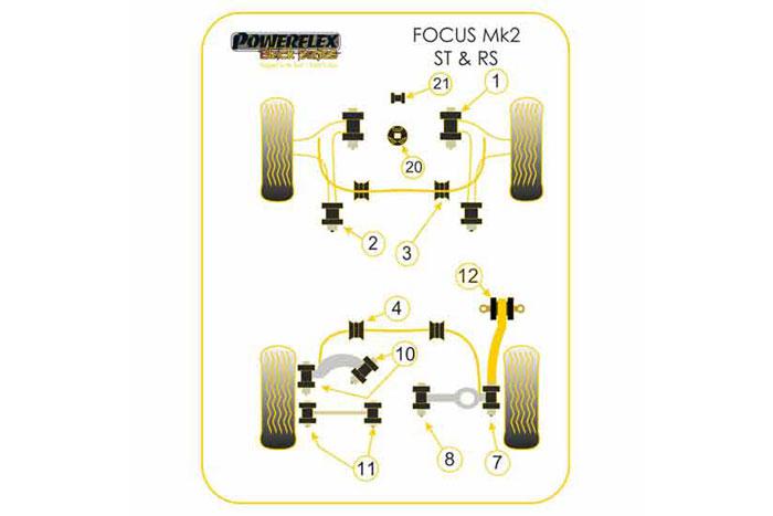 EXH005, Ford Focus MK2 ST Exhaust Mount - Rear Box,  A=71mm B=50mm, 3 stuk(s) benodigd  per auto, 1 stuk(s) in verpakking, prijs per set van 1 stuk(s)