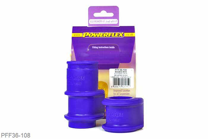 PFF36-108, Mazda MX5 NA (1989-1998), Steering Rack Mounting Bush Kit This bush fits manual steering racks only. This kit replaces OE part numbers: NA01-32-123 and NA01-32-124. Also used when converting a car with power steering to a manual steering rack., 1 stuk(s) benodigd  per auto, 1 stuk(s) in verpakking, prijs per set van 1 stuk(s)