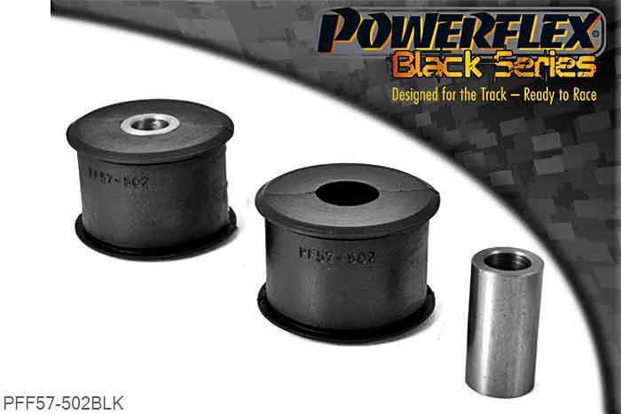 PFF57-502BLK, Porsche 997 GT2, GT3 & GT3RS Track Control Arm Outer Bush, Fits the front of all 996 and Boxster 986 models. It fits the front of the 997 GT2, GT3 & GT3RS models only, all other models of 997 models use PFF57-802. - Fits the rear of 996, 997, 997 GT2, GT3 & GT3RS, Boxster 986, Boxster 987 and Cayman 987C., 2 stuk(s) benodigd  per auto, 2 stuk(s) in verpakking, prijs per set van 2 stuk(s)