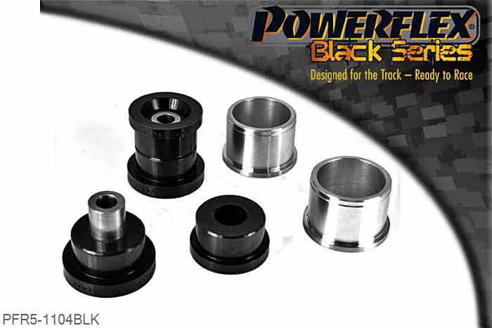 PFR5-1104BLK, Mini Mini Generation 1 (R50/52/53) (2000 - 2006) Rear Trailing Arm Front Bush, PFR5-1104 is a complete bush. It fits later Gen1 models from 2003 onwards with a diameter of 60mm, for the earlier models with a diameter of 80mm use PFR5-1105. For inserts use PFR5-1102 which fit into the original rubber bush., 2 stuk(s) benodigd  per auto, 2 stuk(s) in verpakking, prijs per set van 2 stuk(s)
