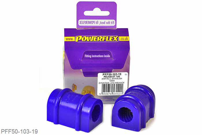 PFF50-103-19, Citroen Saxo (inc VTS), Anti Roll Bar Bush 19mm This part replaces OEM Part number 5094.56 NOT SUITABLE FOR GTI/RALLYE MODELS 19mm, 2 stuk(s) benodigd  per auto, 2 stuk(s) in verpakking, prijs per set van 2 stuk(s)