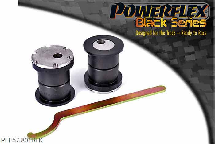 PFF57-801BLK, Porsche 997 GT2, GT3 & GT3RS Front Track Control Arm Inner Bush, Camber Adjustable, PFF57-801 allows the front camber angle to be adjusted on-car. For non-adjustable use PFF57-503., 2 stuk(s) benodigd  per auto, 2 stuk(s) in verpakking, prijs per set van 2 stuk(s)