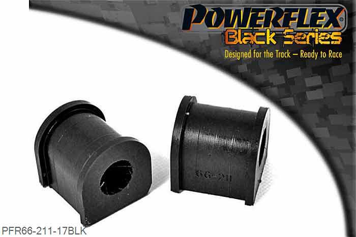 PFR66-211-17BLK, Saab 9-5 (1998-2010) YS3E Rear Anti Roll Bar Bush 17mm, PFR66-211-17BLK fits Aero models only. Use PFR66-210-17BLK for non-Aero models. 17mm, 2 stuk(s) benodigd  per auto, 2 stuk(s) in verpakking, prijs per set van 2 stuk(s)