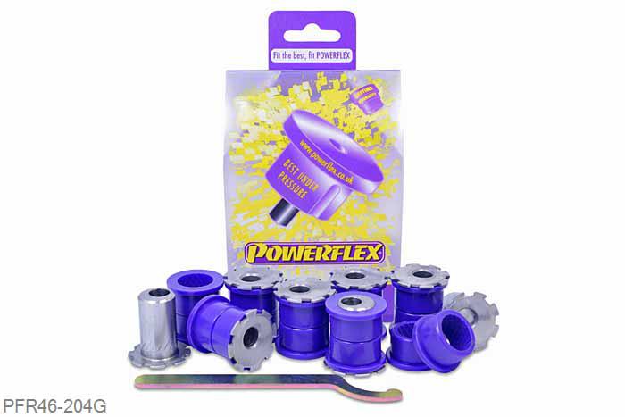 PFR46-204G, Nissan 200SX - S13, S14, S14A and S15, Rear Upper Arm Bush - Camber Adjust PFR46-204G are on car adjustable bushes to replace all the rear upper arm bushes allowing camber adjustment of +/-1.5 deg. PFR46-204 are non adjustable bushes. - These fit all Skyline R32/R33/R34 Models excluding HICAS. - These fit all S13/S14/S15 Models excluding HICAS., 8 stuk(s) benodigd  per auto, 8 stuk(s) in verpakking, prijs per set van 8 stuk(s)