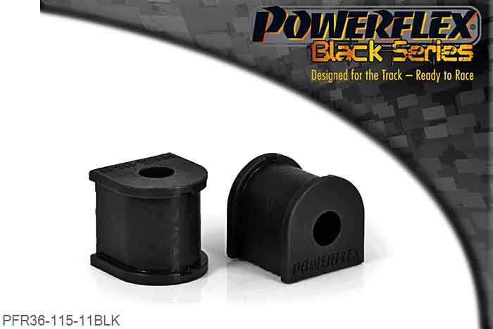 PFR36-115-11BLK, Mazda MX5 NB (1998-2005) Rear Anti Roll Bar Mounting Bush 11mm, This part replaces OE number: FSK7326K. Please check anti roll bar diameter before ordering. 11mm, 2 stuk(s) benodigd  per auto, 2 stuk(s) in verpakking, prijs per set van 2 stuk(s)
