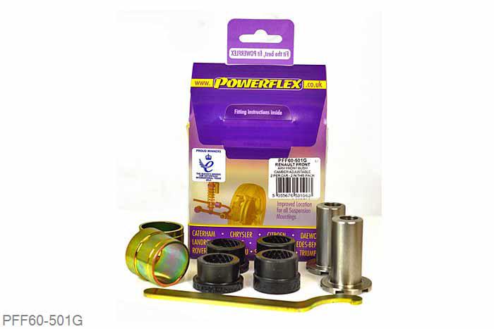 PFF60-501G, Renault Megane II inc RS 225, R26 and Cup (2002 - 2008), Front Arm Front Bush Camber Adjustable This part replaces OE number: 8200242025., 2 stuk(s) benodigd  per auto, 2 stuk(s) in verpakking, prijs per set van 2 stuk(s)