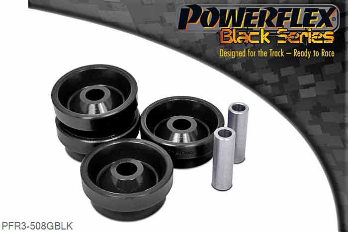 PFR3-508GBLK, Audi S/RS S3 Mk1 Typ 8L 4WD (1999-2003) Rear Trailing Arm Front Bush Toe Adjust, This part replaces OE number: 1J0505171B and has been engineered to provide an additional 0.5 degrees positive toe adjustment, useful to correct excessive toe-in on heavily lowered cars. For a standard replacement part with no offset geometry, please use PFR3-508., 2 stuk(s) benodigd  per auto, 2 stuk(s) in verpakking, prijs per set van 2 stuk(s)