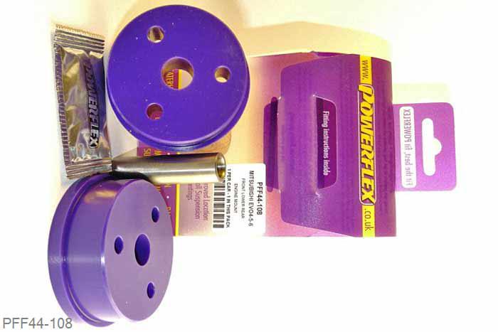 PFF44-108, Mitsubishi Lancer Evolution 7-8-9 (inc 260), Front Lower Diff Mount Please check size before ordering, this is 70.5mm Diameter. For 62mm Diameter use PFF44-107. These mounts are for fast road/competition. These are harder and may cause a slight increase in engine vibration and noise. For road use, use PFF44-108R. 70.5mm Diameter, 1 stuk(s) benodigd  per auto, 1 stuk(s) in verpakking, prijs per set van 1 stuk(s)