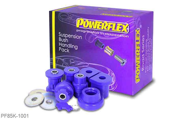 PF85K-1001, VW Golf MK1 (1973 - 1985), Powerflex Handling Pack Included within this handling pack are the following parts:PFF85-211Front Wishbone Inner BushPFF85-213Front Wishbone Rear BushPFR85-220Rear Beam Mounting BushPFF85-235Engine Mount Stopper BushThis Handling Pack contains a selection of parts from a complete vehicle listing, clickhereto see more parts available., 1 stuk(s) benodigd  per auto, 1 stuk(s) in verpakking, prijs per set van 1 stuk(s)
