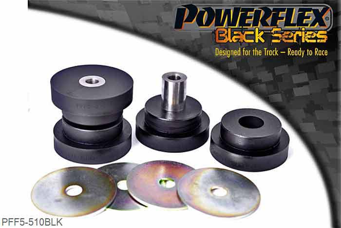 PFF5-510BLK, BMW E39 5 Series 520 to 530 Touring Front Lower Tie Bar To Chassis Bush, PFF5-510 is fitted on all petrol and diesel models except 535 to 540 and M5 which use PFF5-501. -  Bush fits arms with a 59mm bore hole. - BMW Ref 31129068753, 2 stuk(s) benodigd  per auto, 2 stuk(s) in verpakking, prijs per set van 2 stuk(s)
