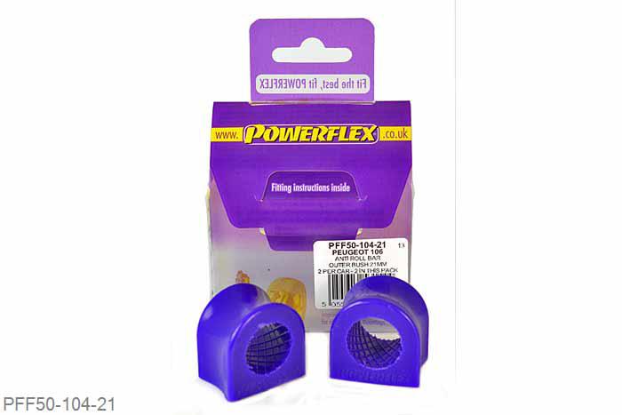 PFF50-104-21, Citroen Saxo (inc VTS), Anti Roll Bar Outer Bush 21mm This part replaces OEM Part number 5094.60 NOT SUITABLE FOR GTI/RALLYE MODELS 21mm, 2 stuk(s) benodigd  per auto, 2 stuk(s) in verpakking, prijs per set van 2 stuk(s)