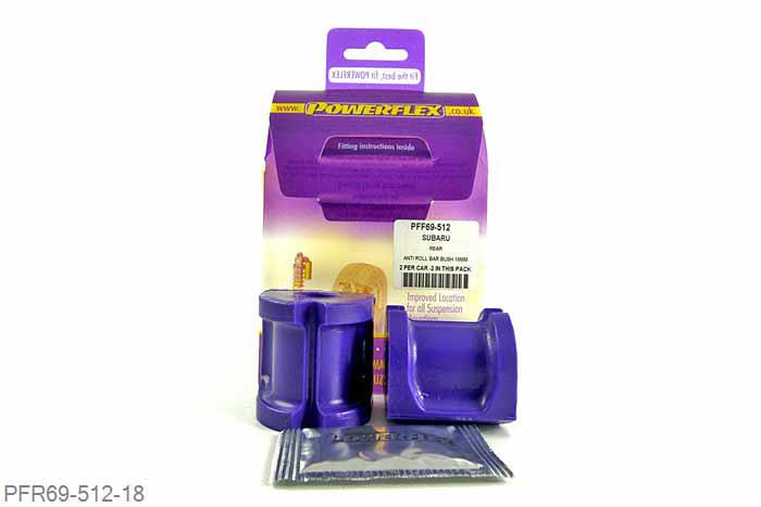 PFR69-512-18, Subaru Impreza including WRX and STi, (GH 10/07-12/10, GR 02/08-12/10), Rear Anti Roll Bar Bush 18mm Please measure the diameter of the anti roll bar and order the correct size. 18mm, 2 stuk(s) benodigd  per auto, 2 stuk(s) in verpakking, prijs per set van 2 stuk(s)