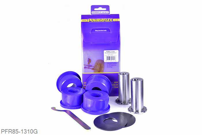 PFR85-1310G, VW T5 Transporter (2003 -), Rear Arm Outer Bush, Adjustable Allows adjustment of rear camber and toe, use with PFR85-1311G. Camber adjustment of +/- 1.0 degree when using both PFR85-1310G and PFR85-1311G bushes.  For a non adjustable bush use PFR85-1310., 2 stuk(s) benodigd  per auto, 2 stuk(s) in verpakking, prijs per set van 2 stuk(s)