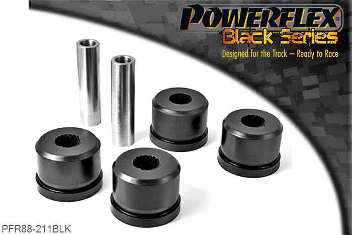 PFR88-211BLK, Volvo 260 (1975 -1985) Rear Trailing Arm To Axle Bush, PFR88-211 is a complete bush that fits into the original outer shell, PFR88-219 insert fits into the voids of the original bush.- OE Nr 1229165, 2 stuk(s) benodigd  per auto, 2 stuk(s) in verpakking, prijs per set van 2 stuk(s)