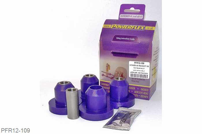 PFR12-109, Citroen Saxo (inc VTS), Rear Beam Mount This bush uses a M12 bolt. Check bolt size. For the earlier cars, which use M10 bolt use bush PFR12-108., 4 stuk(s) benodigd  per auto, 4 stuk(s) in verpakking, prijs per set van 4 stuk(s)