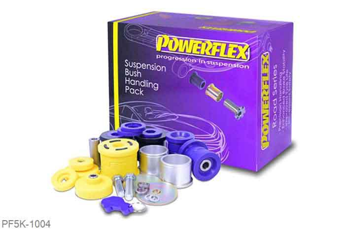 PF5K-1004, Mini Mini Generation 1 (R50/52/53) (2000 - 2006), Powerflex Handling Pack Only fits models 2003 onwards. Included within this pack are the following parts:PFF5-101Front Wishbone Rear BushPFF5-101MSPFF5-101 Support KitPFF5-120Lower Engine Mount Large BushPFR5-1104Rear Trailing Arm Front BushPFR5-115Rear Shock Top Mounting BushThis Handling Pack contains a selection of parts from a complete vehicle listing, clickhereto see more parts available., 1 stuk(s) benodigd  per auto, 1 stuk(s) in verpakking, prijs per set van 1 stuk(s)