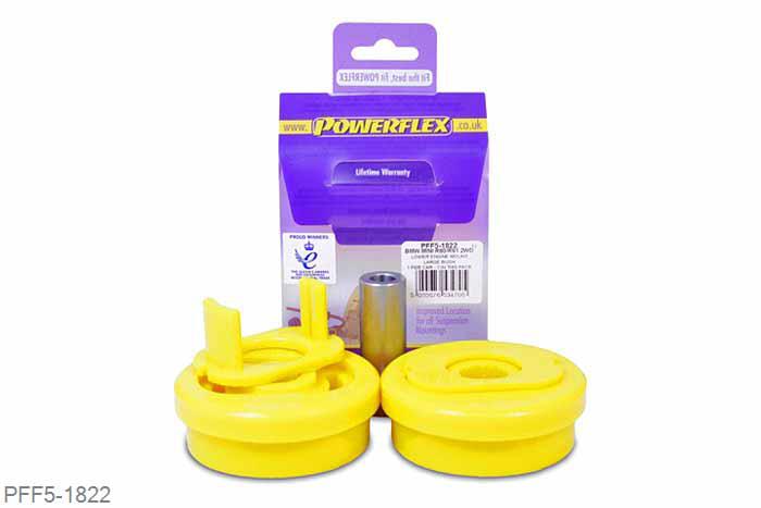 PFF5-1822, Mini Mini Paceman R61 2WD (2013 -), Lower Engine Mount Large Bush This part replaces the original rubber bush in bracket OE number: 22119806994 and fits 2WD vehicles only. The bush comes with an insert giving the option to stiffen the mount up by fitting the insert into the voids enabling you to change the bush to suit your driving style. For an insert that fits into the original bush, please use PFF5-1823., 1 stuk(s) benodigd  per auto, 1 stuk(s) in verpakking, prijs per set van 1 stuk(s)
