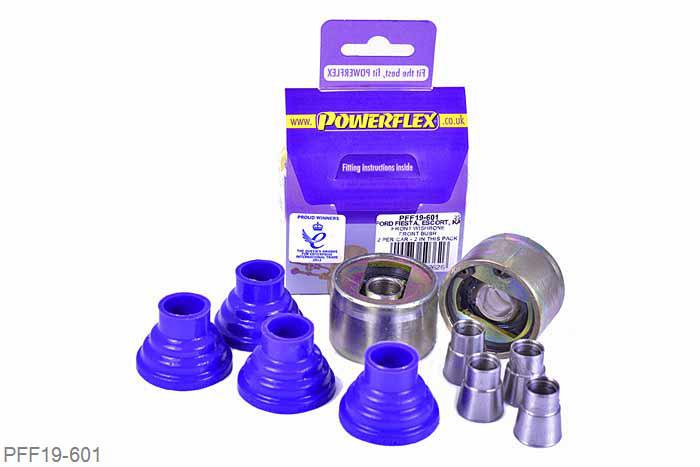 PFF19-601, Ford Fiesta Mk3 (1989-1996) inc RS Turbo, XR2i and RS1800 16V, Front Wishbone Front Bush 46mm Ford have changed the diameter of the bushes used in the front wishbones several times. Please measure the original bushes to select the correct bushes. PFF19-601 is 46mm diameter. PFF19-602 is 54mm diameter. PFF19-901 is 47mm diameter. Please note front wishbone bushes will not fit the Mondeo ST24 or ST200 models. 46mm, 2 stuk(s) benodigd  per auto, 2 stuk(s) in verpakking, prijs per set van 2 stuk(s)