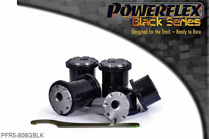 PFR5-606GBLK, BMW E28 5 Series (1982 - 1988), E24 6 Series (1982 - 1989) Rear Trailing Arm Bush Adjustable, On car adjustable bush offering camber and toe adjustment. Gives +/-1 degree of adjustment. For a non adjustable bush use PFR5-606. This part replaces OE numbers: 33329058824 and 33329061946., 4 stuk(s) benodigd  per auto, 4 stuk(s) in verpakking, prijs per set van 4 stuk(s)
