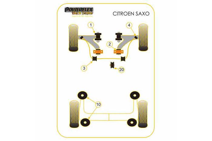 EXH005, Citroen Saxo (inc VTS) Exhaust Mounts,  A=71mm B=50mm, 1 stuk(s) benodigd  per auto, 1 stuk(s) in verpakking, prijs per set van 1 stuk(s)