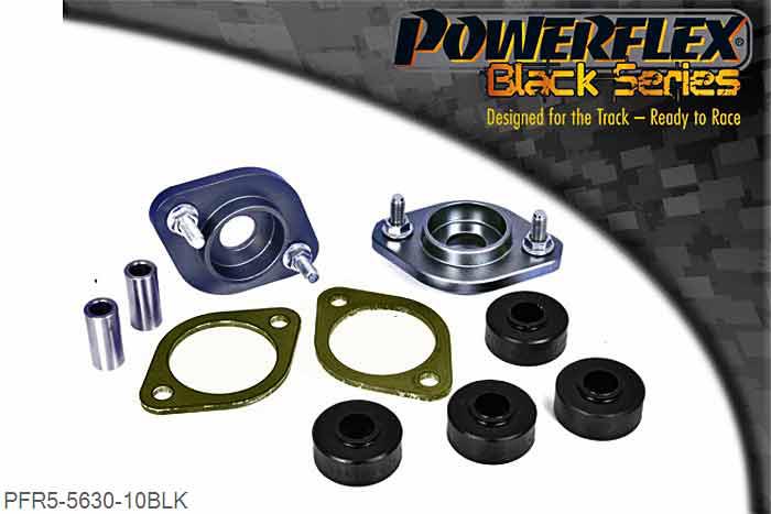 PFR5-5630-10BLK, BMW E36 3 Series Compact (1993-2000) Rear Shock Top Mount Bracket and Bush 10mm, Suits cars with a standard and aftermarket rear shock absorber with a 10mm pin. Will not fit E36 and E46 Cabriolet models OE Nr 33521092362  - 33526779670.  Suspension BrandRear Shock Absorber Shaft DiameterOriginal BMW10mmAST10mmBilstein HD, Sport, PSS Coilovers10mmFK Coilovers10mmH&R Coilovers10mmJRZ RS12mmKoni Sport10mmKW V1, 2, 310mmST Coilovers10mmTein Coilovers12mmThe above list is meant as a guide only. If your shock absorber brand is not listed,measuring the OD of the shaft will determine whether PFR5-5630-10 orPFR5-5630-12 should be fitted. 10mm, 2 stuk(s) benodigd  per auto, 2 stuk(s) in verpakking, prijs per set van 2 stuk(s)