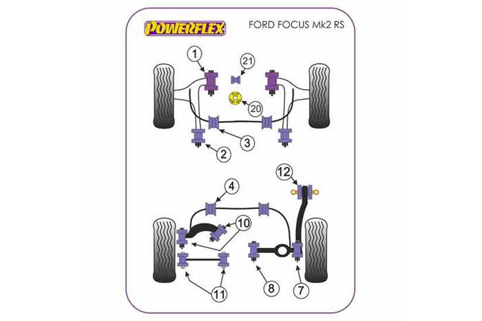 EXH015, Ford Focus MK2 RS, Exhaust Mount - Cat Section  A=64mm B=50mm, 1 stuk(s) benodigd  per auto, 1 stuk(s) in verpakking, prijs per set van 1 stuk(s)