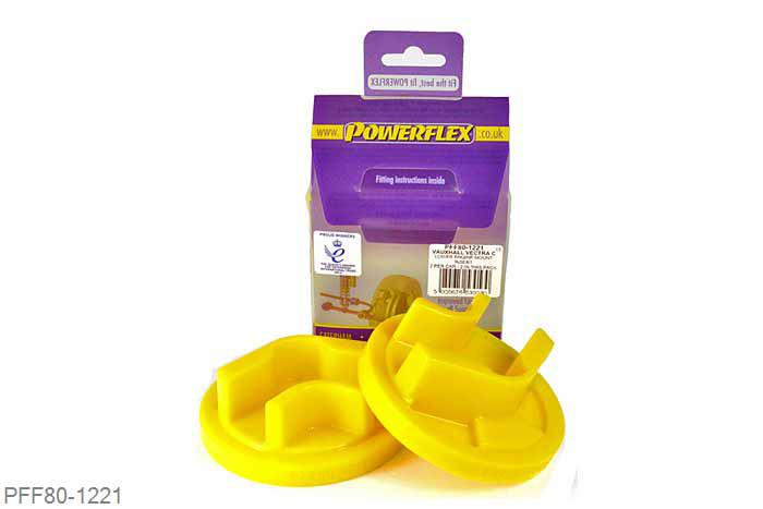 PFF80-1221, Opel Vectra C (2002-2008), Rear Lower Engine Mount Insert (79mm Option) Fits the rear lower engine mount where the bracket measures 79mm width. This fits into bracket 9156932. Fits into the voiding of the original bush to reduce engine movement under acceleration. Slight increase in vibration may be felt use PFF80-1221R for minimal vibration increase and for diesel engines. 79mm wide, 1 stuk(s) benodigd  per auto, 1 stuk(s) in verpakking, prijs per set van 1 stuk(s)