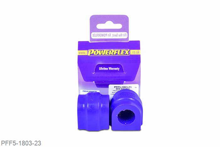 PFF5-1803-23, Mini Mini Countryman R60 4WD (2010-2015), Front Anti Roll Bar Mounting Bush - 23mm This part replaces OE number: 31309813412 and fits 23mm diameter anti roll bars on vehicles with sports suspension. For vehicles without sports suspension, please use PFF5-1803-22. 23mm, 2 stuk(s) benodigd  per auto, 2 stuk(s) in verpakking, prijs per set van 2 stuk(s)