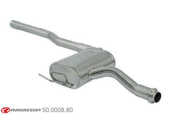 50.0008.80, Fiat Bravo (typ182) 1.8 16V GT (83kW) 1995 - 2006, Stainless steel centre silencerCut of the original centre silencer towards the rear silencer. The installation on the original rear silencer requires a modification of the original coupling. inner input diameter 51mm pipe outer diameter 54mm