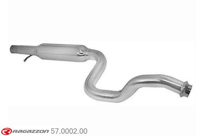 57.0002.00, Audi A3 (typ 8L) 1996-2003 1.8 20V (92kW) - 1.8 20V Turbo (110/132kW) 1996-, Stainless steel centre silencerCut of the original centre silencer towards the rear silencer. The installation on the original rear silencer requires a modification of the original coupling. outer input diameter 55mm pipe outer diameter 60mm
