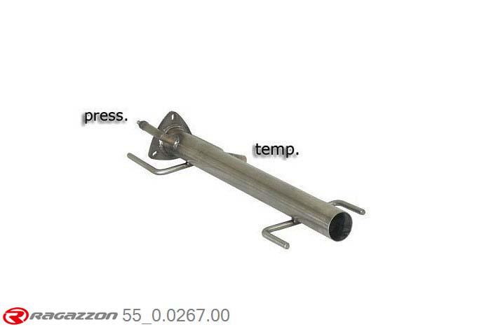 55.0267.00, Fiat Croma 1.9 Multijet 8/16V DPF (88/110kW) 2005-04/2010, Stainless steel 2nd cat replacement pipe + particulate filter replacement pipe group nAll original probes placements available, with only one pressure probe placement - Compatible with the original line. pipe outer diameter 54mm outer outlet diameter 55mm