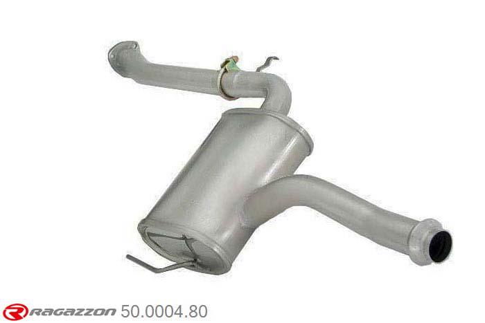 50.0004.80, Fiat Coupe (typ175) 1.8 16V (96kW) 1996-, Stainless steel centre silencerCut of the original centre silencer towards the rear silencer. The installation on the original rear silencer requires a modification of the original coupling. pipe outer diameter 54mm