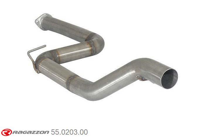 55.0203.00, Ford Focus II RS500 2.5 Turbo (257kW) Oversized Diameter 70mm 2010-, Stainless steel centre pipe group N - Oversized exhaust pipe diameter 70 mm - install with 50.0295.61Cut of the original centre silencer towards the rear silencer. The installation on the original rear silencer requires a modification of the original coupling., To be instaled together with 50.0318.61 / 50.0295.61 pipe outer diameter 70mm outer outlet diameter 70mm