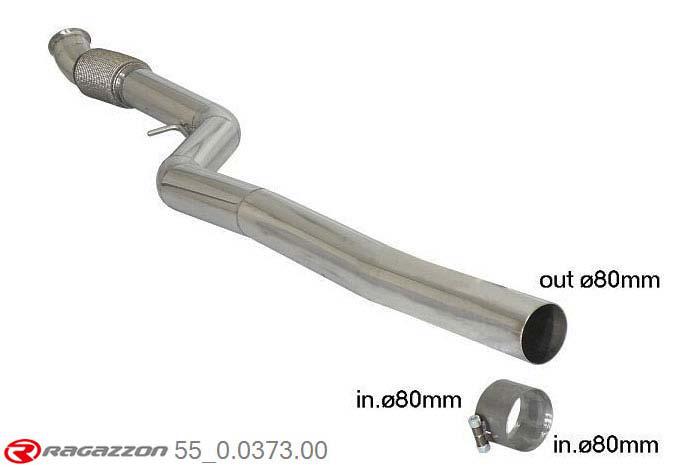 55.0373.00, BMW 1series  F20/F21 F21 M135i xDrive (235kW - N55) 2012-2015, Stainless steel centre pipe group NCut of the original centre silencer. The installation on the original rear silencer requires the welding of the included coupling. pipe outer diameter 80 outer outlet diameter 80