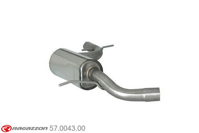 57.0043.00, VW Golf V 2.0 Turbo FSI GTI (147/169kW) 11/2003-, Stainless steel centre silencerCut of the original centre silencer. For the installation on the original rear silencer is necessary to order a coupling, which is indicated in the catalogue. outer input diameter 60mm pipe outer diameter 60mm outer outlet diameter 65mm