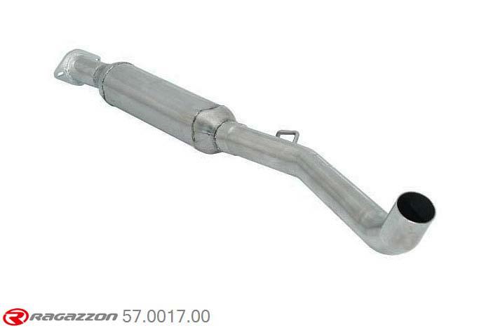 57.0017.00, Renault Clio II RS 2.0 16V (124 Kw) 1998-12/2003, Stainless steel centre silencerCut of the original centre silencer towards the rear silencer. The installation on the original rear silencer requires a modification of the original coupling. pipe outer diameter 54mm outer outlet diameter 54mm