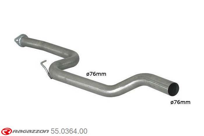 55.0364.00, Ford Focus II RS 2.5 Turbo (224kW) Oversized Diameter 76mm 2009-, Stainless steel centre pipe group N - Oversized exhaust pipe diameter 76 mm - install with 50.0449.62Oversized exhaust pipe diameter. Not compatible with the pipe diameter of the original line., To be instaled together with 50.0449.62 pipe outer diameter 76mm outer outlet diameter 76mm