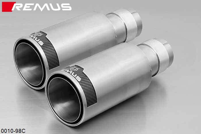 0010 98C, Fiat Grande Punto Hatchback, 3 and 5 door, Year 2005- , 1.2l 48 kW, 1.4l 57 kW, Remus Tail pipe set L/R consisting of 2 tail pipes round 98 mm Street Race