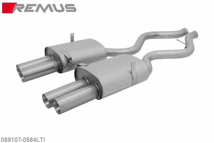 089107 0584LTI, BMW M3 E90 Sedan / E92 Coupe / E93 Cabrio, 4.0l V8 309 kW (S65B40A), Year 2007-, Remus Titanium sport exhaust left with 2 tail pipes round 84 mm, fits on original middle silencer
