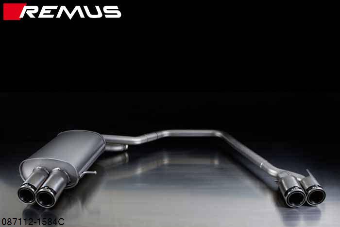 087112 1584C, BMW 5 Series F10 Sedan / F11 Touring, Year 2010- , 520i 4 Zyl. 2.0l 135 kW (N20B20), 528i 4 Zyl. 2.0l 180 kW (N20B20A), 528ix 4 Zyl. 2.0l 180 kW (N20B20A),, 523i 2.5l 6 Zyl. 150 kW (N52B30A), 523i 3.0l 6 Zyl. 150 kW (N53B30A), 528i 3.0l 6 Zyl. 190 kW (N53B30A), Remus Sport exhaust L/R, with 4 tail pipes round 84 mm Street Race