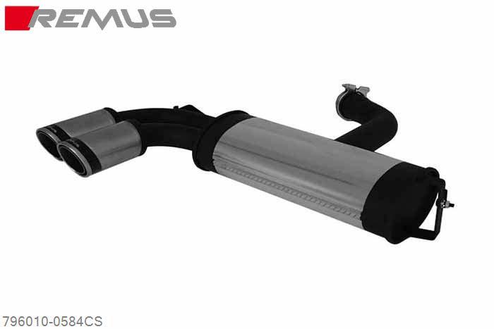 796010 0584CS, Seat Leon Cupra, type 1P, Year 2010- , 2.0l TFSI 195 kW (CDLA),, Leon FR, type 1P, Year 2010- , 2.0l 155 kW (CCZB), Remus Sport exhaust with 2 tail pipes round 84 mm Carbon Race