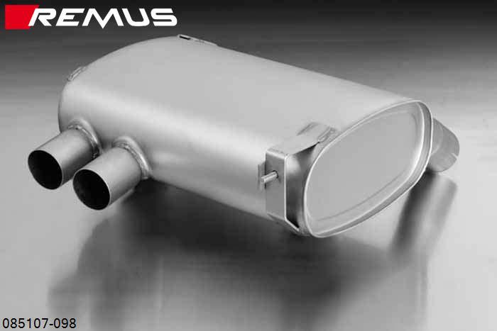 085107 098, BMW 3 Series E90 Sedan / E91 Touring / E92 Coupe / E93 Cabrio, 318i 2.0l 105 kW (N43B20A), 320i 2.0l 125 kW (N43B20A), 325i 2.5l 160 kW (N52), until SEPYear 2007 (connection inner O 65 mm), 330i 3.0l Year 200 kW (N52), until SEPYear 2007, Remus Sport exhaust left (without tail pipes)