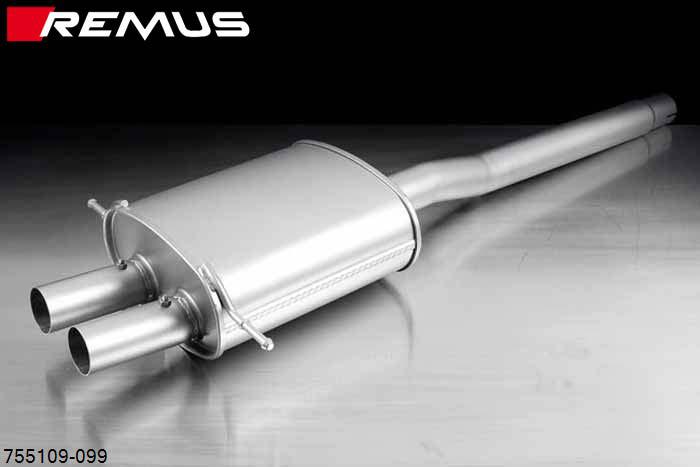 755109 099, Mini Cooper S R56, Year 2012- , 1.6l 135 kW (N18B16A), Remus PowerSound sport exhaust centered with manual valve control system (without tail pipes)Original tube round 55 mm, REMUS tube round 65 mm